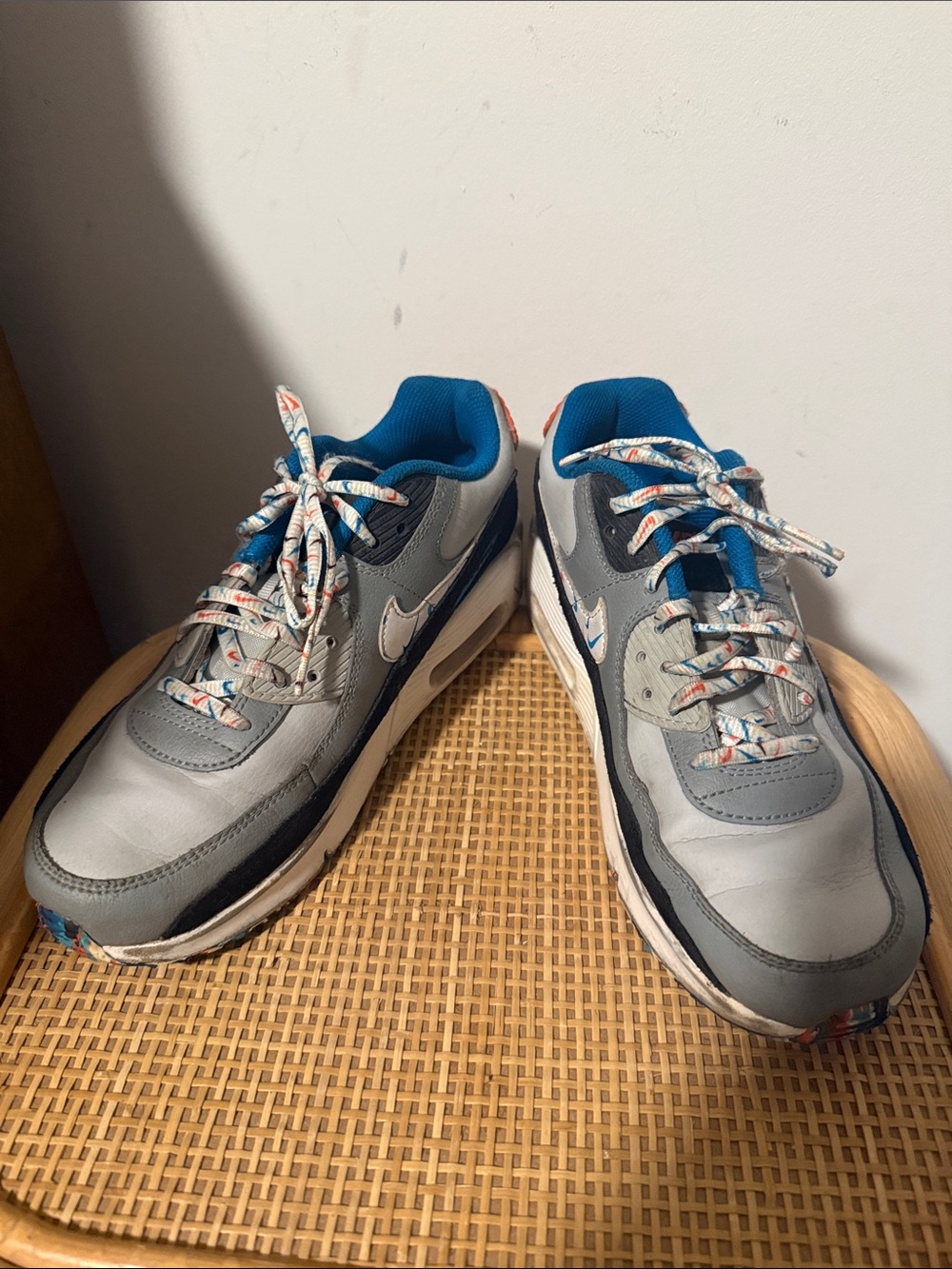 Kids Nike Air Max Grey and Blue Athletic Sneakers